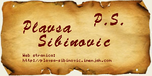 Plavša Sibinović vizit kartica
